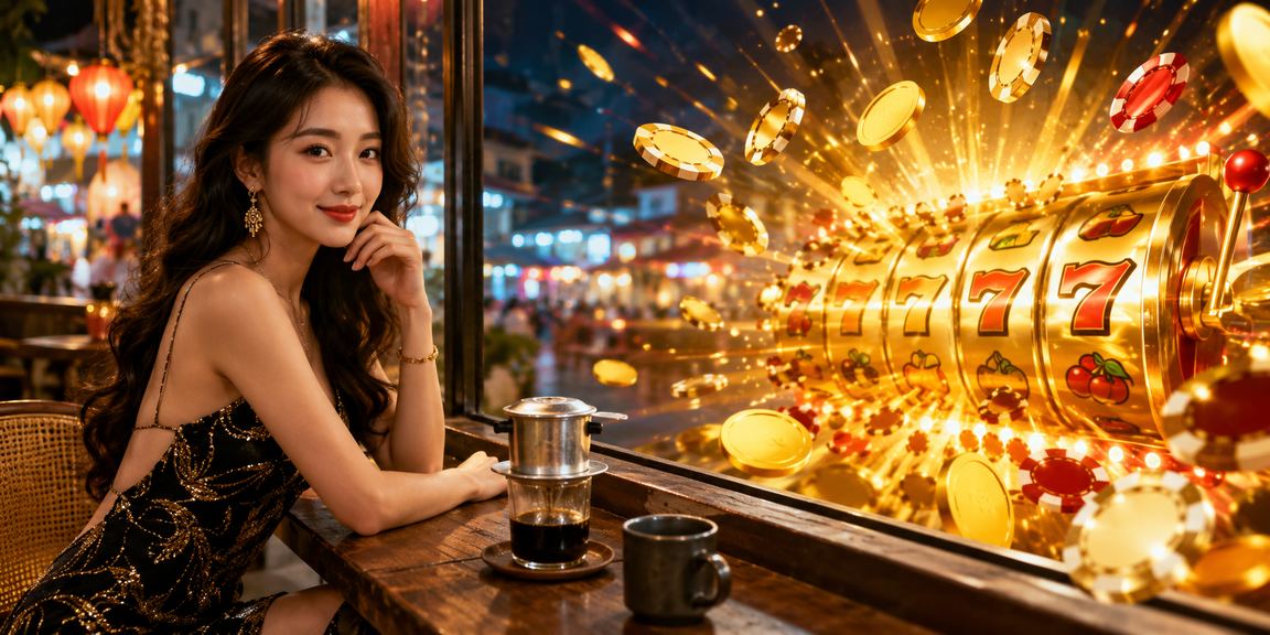 Người chơi tại Nha Trang thư giãn với slot game và cà phê, kiểm soát thời gian giải trí